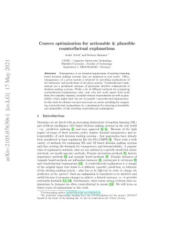 Convex optimization for actionable \& plausible counterfactual
  explanations