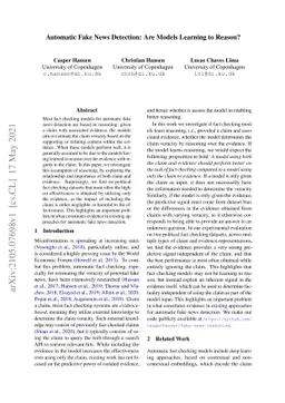 Automatic Fake News Detection: Are Models Learning to Reason?