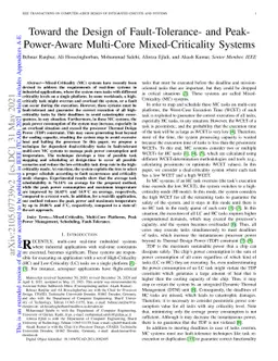 Toward the Design of Fault-Tolerance- and Peak- Power-Aware Multi-Core
  Mixed-Criticality Systems