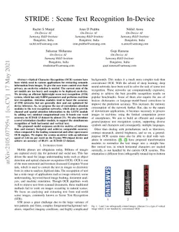 STRIDE : Scene Text Recognition In-Device