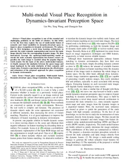 Multi-modal Visual Place Recognition in Dynamics-Invariant Perception
  Space