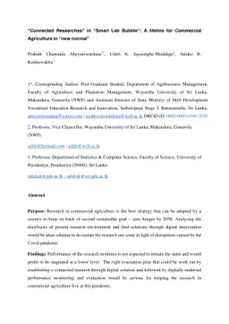 "Connected Researches" in "Smart Lab Bubble": A Lifeline for Commercial
  Agriculture in "New Normal"