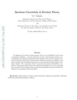 Quantum Uncertainty in Decision Theory