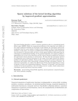 Sparse solutions of the kernel herding algorithm by improved gradient
  approximation