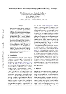 Factoring Statutory Reasoning as Language Understanding Challenges