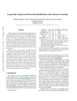 Large-Scale Unsupervised Person Re-Identification with Contrastive
  Learning