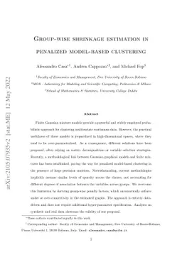 Group-wise shrinkage estimation in penalized model-based clustering