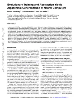 Evolutionary Training and Abstraction Yields Algorithmic Generalization
  of Neural Computers