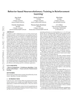 Behavior-based Neuroevolutionary Training in Reinforcement Learning