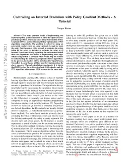 Controlling an Inverted Pendulum with Policy Gradient Methods-A Tutorial