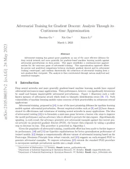 Adversarial Training for Gradient Descent: Analysis Through its
  Continuous-time Approximation