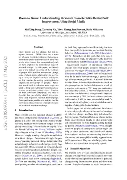 Room to Grow: Understanding Personal Characteristics Behind Self
  Improvement Using Social Media