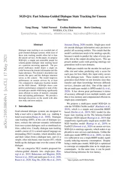 SGD-QA: Fast Schema-Guided Dialogue State Tracking for Unseen Services