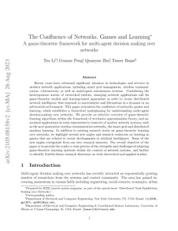 The Confluence of Networks, Games and Learning