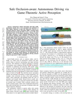 Safe Occlusion-aware Autonomous Driving via Game-Theoretic Active
  Perception