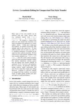 LEWIS: Levenshtein Editing for Unsupervised Text Style Transfer