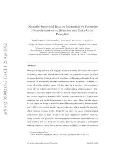 Distantly Supervised Relation Extraction via Recursive
  Hierarchy-Interactive Attention and Entity-Order Perception