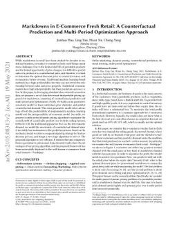 Markdowns in E-Commerce Fresh Retail: A Counterfactual Prediction and
  Multi-Period Optimization Approach