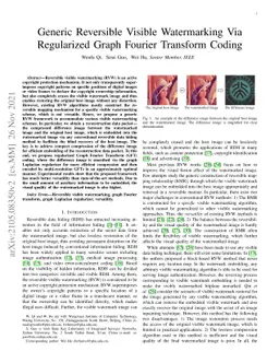 Generic Reversible Visible Watermarking Via Regularized Graph Fourier
  Transform Coding