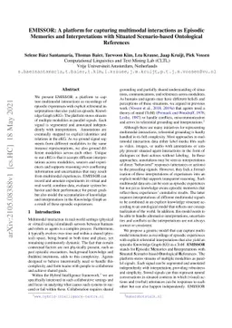 EMISSOR: A platform for capturing multimodal interactions as Episodic
  Memories and Interpretations with Situated Scenario-based Ontological
  References