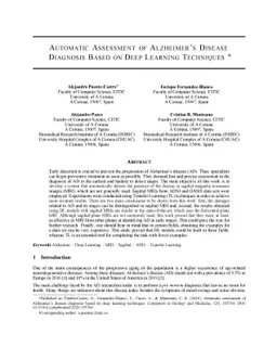 Automatic Assessment of Alzheimer's Disease Diagnosis Based on Deep
  Learning Techniques