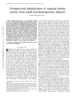 Unsupervised identification of surgical robotic actions from small non
  homogeneous datasets