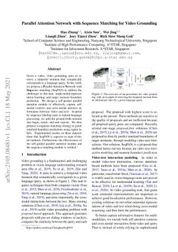 Parallel Attention Network with Sequence Matching for Video Grounding