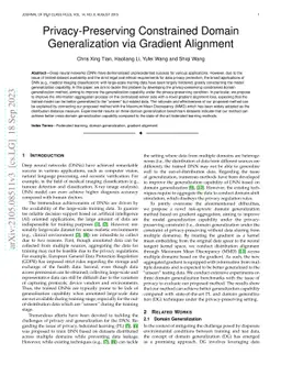 Privacy-Preserving Constrained Domain Generalization via Gradient
  Alignment