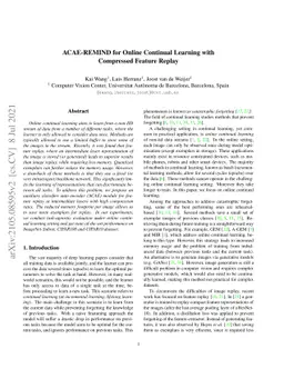 ACAE-REMIND for Online Continual Learning with Compressed Feature Replay