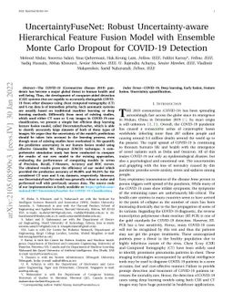 UncertaintyFuseNet: Robust Uncertainty-aware Hierarchical Feature Fusion
  Model with Ensemble Monte Carlo Dropout for COVID-19 Detection