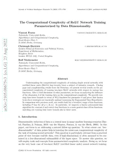 The Computational Complexity of ReLU Network Training Parameterized by
  Data Dimensionality