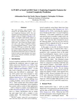 LCP-RIT at SemEval-2021 Task 1: Exploring Linguistic Features for
  Lexical Complexity Prediction