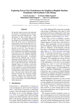 Exploring Text-to-Text Transformers for English to Hinglish Machine
  Translation with Synthetic Code-Mixing