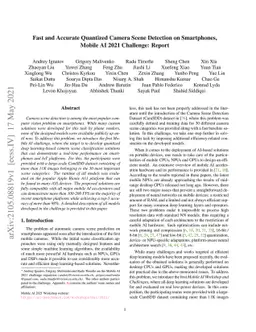 Fast and Accurate Quantized Camera Scene Detection on Smartphones,
  Mobile AI 2021 Challenge: Report