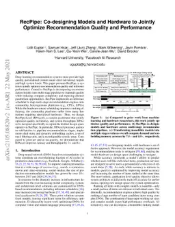 RecPipe: Co-designing Models and Hardware to Jointly Optimize
  Recommendation Quality and Performance