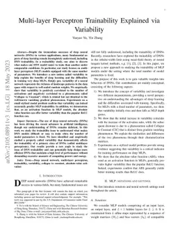 Multi-layer Perceptron Trainability Explained via Variability