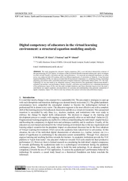 Digital competency of educators in the virtual learning environment: a
  structural equation modeling analysis