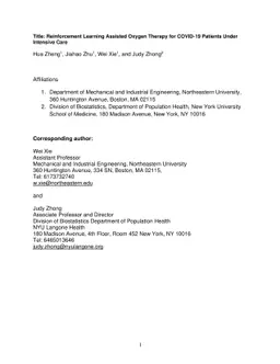 Reinforcement Learning Assisted Oxygen Therapy for COVID-19 Patients
  Under Intensive Care