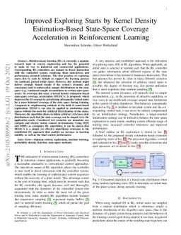 Improved Exploring Starts by Kernel Density Estimation-Based State-Space
  Coverage Acceleration in Reinforcement Learning