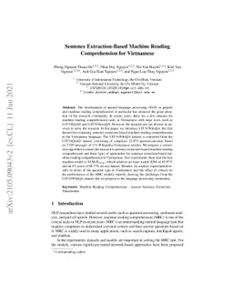 Sentence Extraction-Based Machine Reading Comprehension for Vietnamese