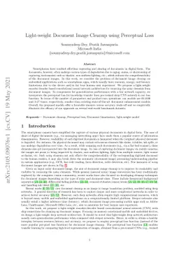Light-weight Document Image Cleanup using Perceptual Loss