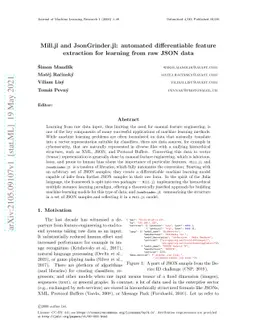 Mill.jl and JsonGrinder.jl: automated differentiable feature extraction
  for learning from raw JSON data