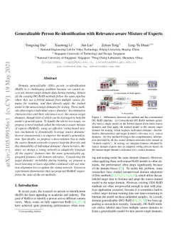 Generalizable Person Re-identification with Relevance-aware Mixture of
  Experts