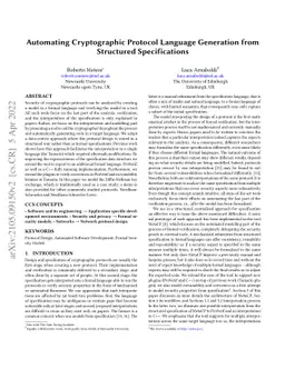 Automating Cryptographic Protocol Language Generation from Structured
  Specifications