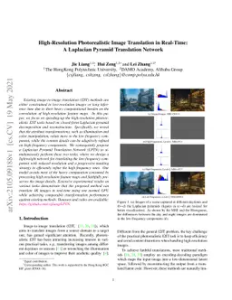 High-Resolution Photorealistic Image Translation in Real-Time: A
  Laplacian Pyramid Translation Network