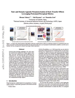 Tool- and Domain-Agnostic Parameterization of Style Transfer Effects
  Leveraging Pretrained Perceptual Metrics