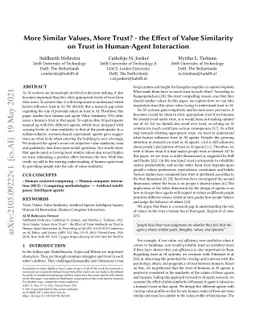 More Similar Values, More Trust? -- the Effect of Value Similarity on
  Trust in Human-Agent Interaction