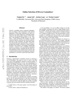 Online Selection of Diverse Committees