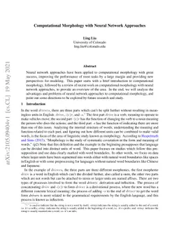 Computational Morphology with Neural Network Approaches