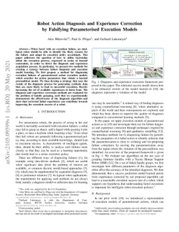 Robot Action Diagnosis and Experience Correction by Falsifying
  Parameterised Execution Models